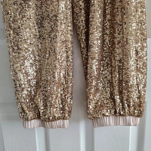 Victoria's Secret Gold Sequin Jogger Lounge/Pajama - Picture 6 of 7